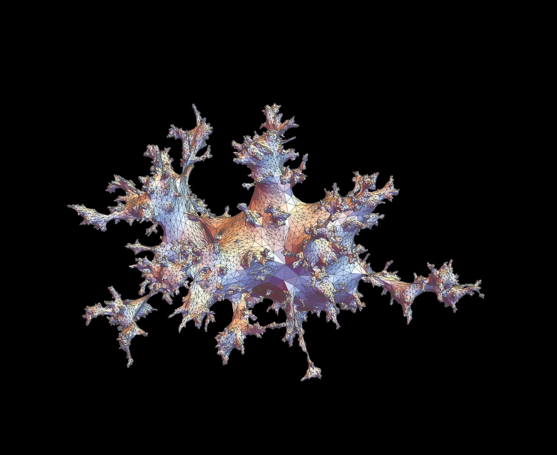 An embedding in 3D of the triangulation associated to a Weil-Petersson random surface with 30000 cusps.